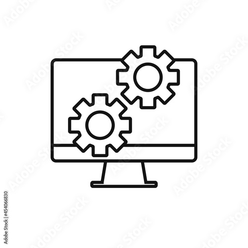 Computer repair logo template. Software development vector design. Desktop service
