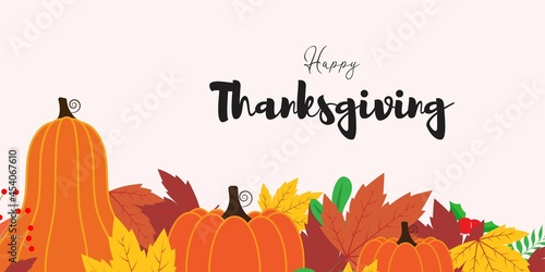 Vector illustration for thanks giving with autumn leaves.