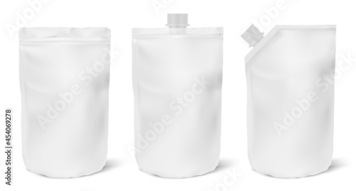Collection simple plastic paper doypack mockup packaging vector illustration.