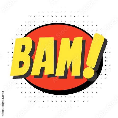 Sketch doodle speech bubble with bam communication phrase