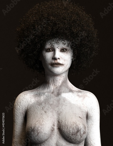 Foto 3D rendering illustration of African woman's body painting