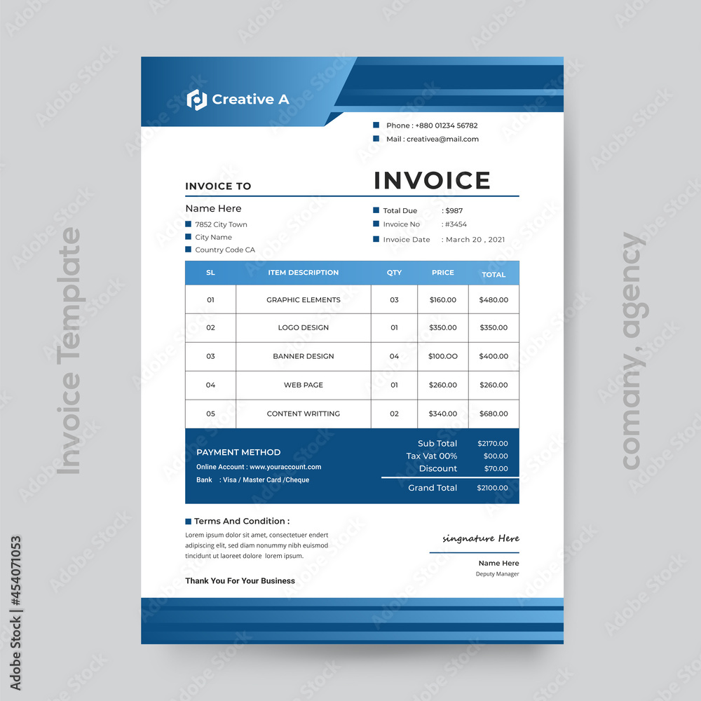 Professional Premuim Gradient Vector Invoice Design Professional Premuim Gradient Vector Invoice Design