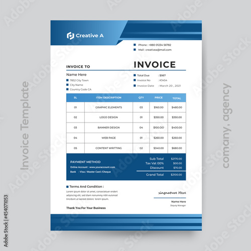 Professional Premuim Gradient Vector Invoice Design