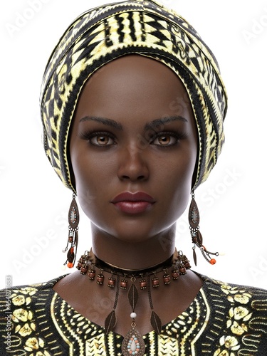 3D rendering illustration of a girl wearing a hijab,