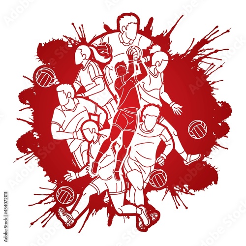 Gaelic Football Sport Male and Female Players Action Cartoon Graphic Vector