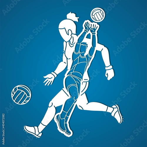 Gaelic Football Sport Male and Female Players Action Cartoon Graphic Vector