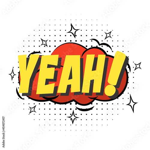 Sketch doodle speech bubble with yeah communication phrase