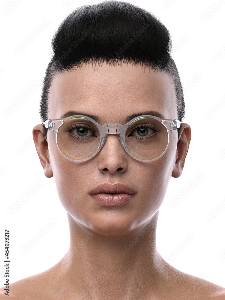 3D rendering illustration of a girl wearing sunglasses 3D rendering illustration of a girl wearing sunglasses