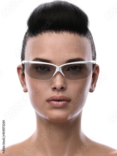 3D rendering illustration of a girl wearing sunglasses