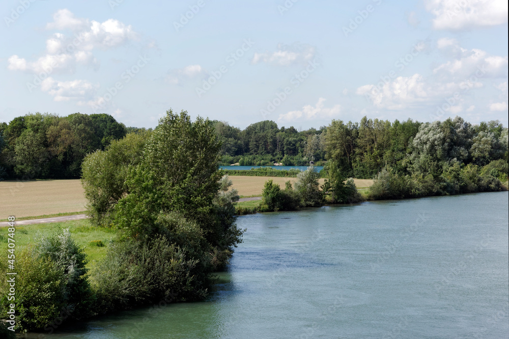 Seine river bank in the Bassée National nature reserve. Ile -de-France region