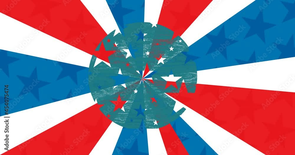 Animation of hammer over flag of american pattern Animation of hammer over flag of american pattern