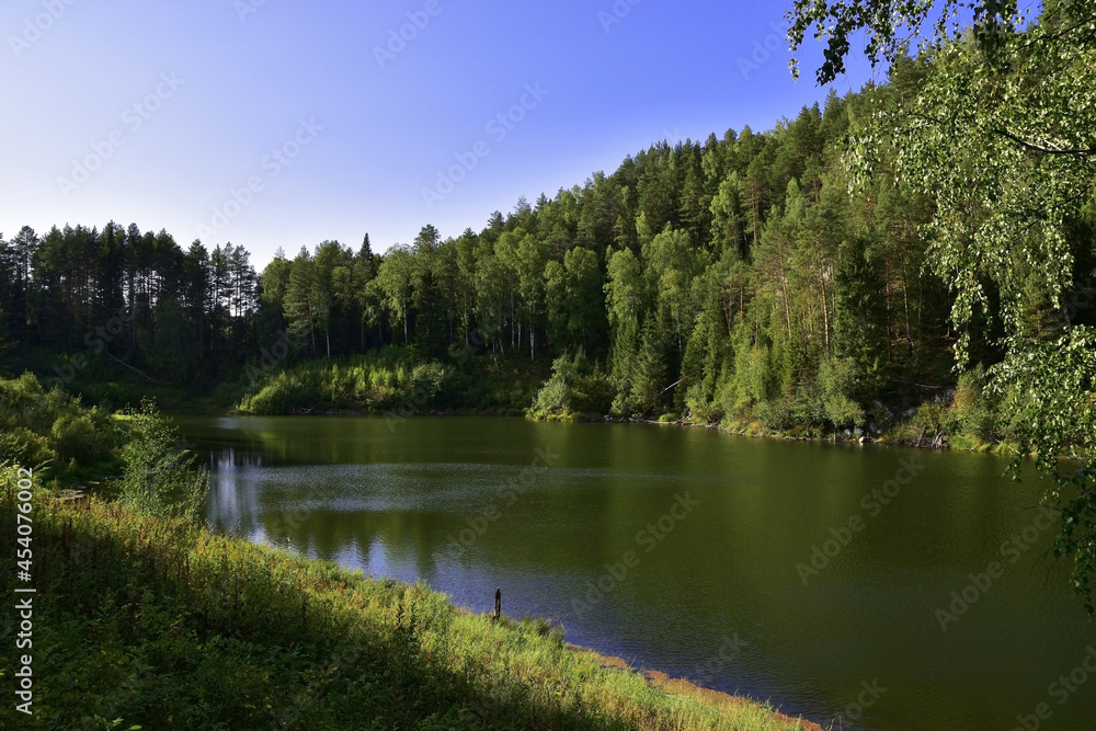Big lake of the Mazuevskaya karst depression. Big lake of the Mazuevskaya karst depression.