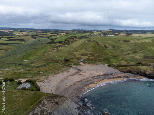 gunwalloe beach cornwall england uk aerial drone photo