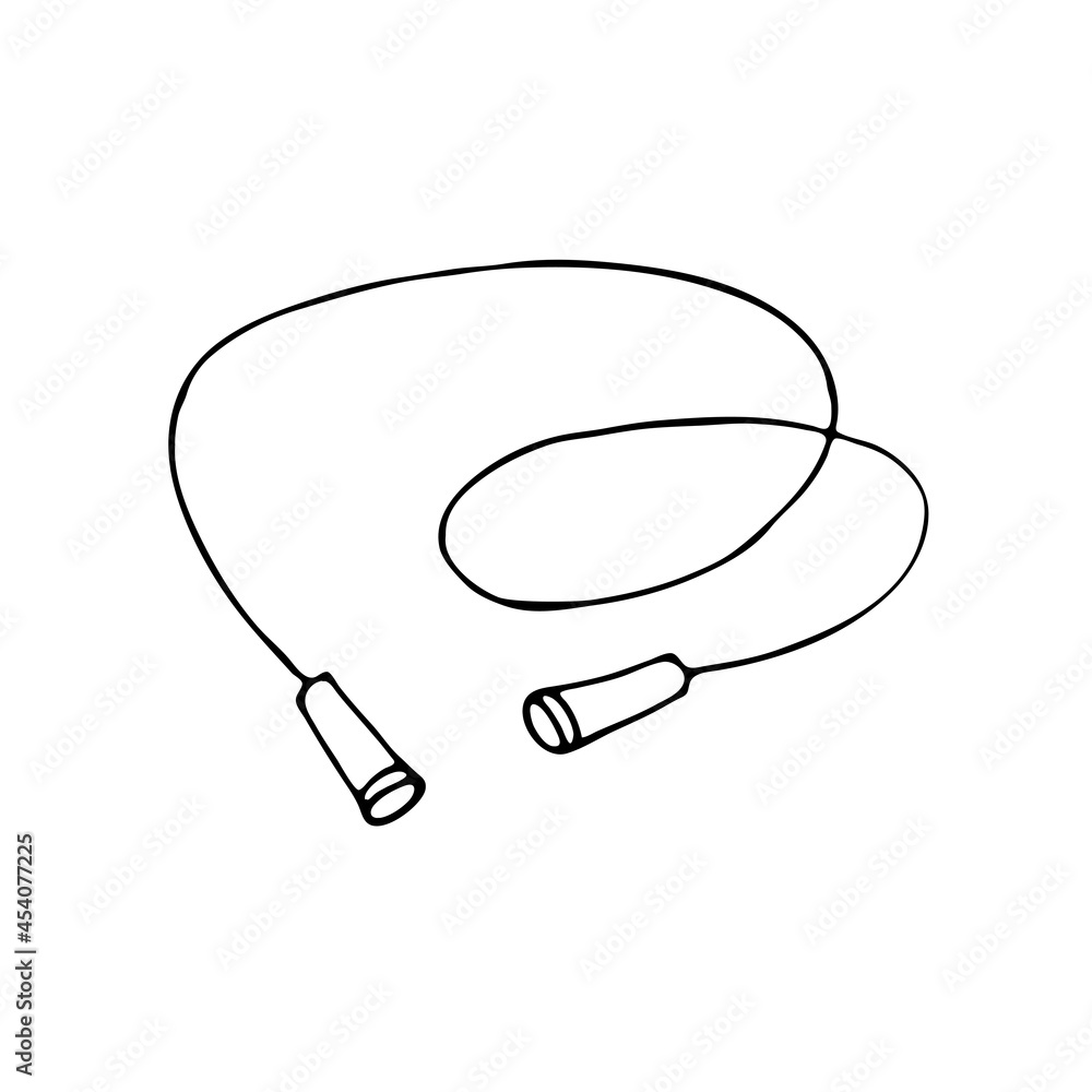An illustration in the style of a doodle with a rope, drawn by hand. The idea of fitness and health. Vector illustration for print, Internet, mobile devices and infographics on a white background. An illustration in the style of a doodle with a rope, drawn by hand. The idea of fitness and health. Vector illustration for print, Internet, mobile devices and infographics on a white background.