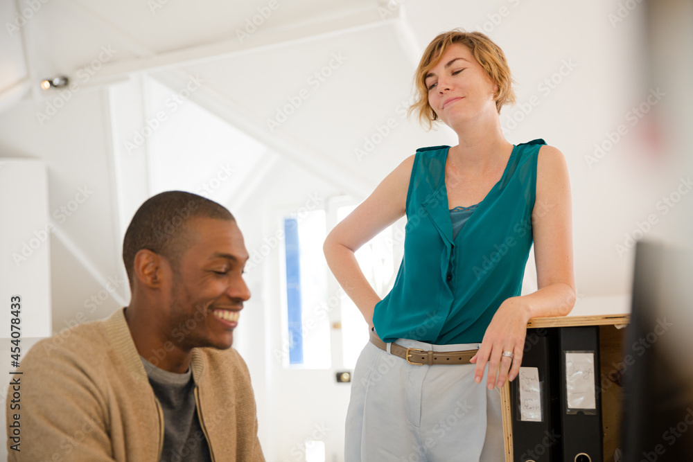 Fototapeta premium Portrait of talking office workers