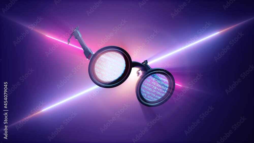 Futuristic glasses design. Technological optical gadget with data visualization. Interactive