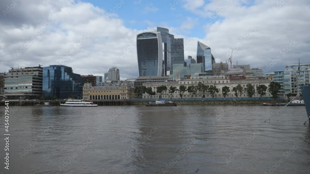 A view of the riverside and the City of London. A view of the riverside and the City of London.