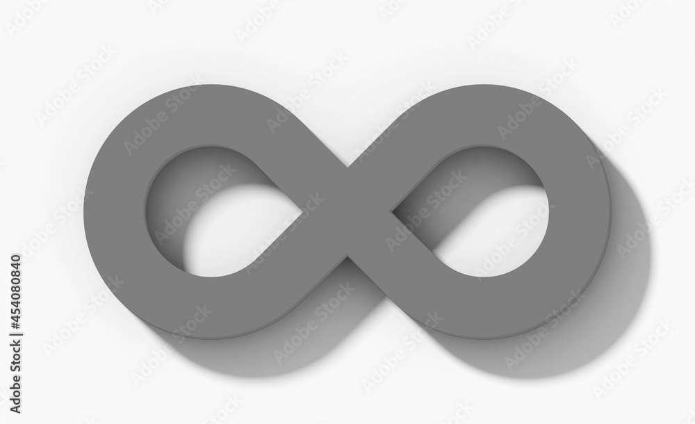 Infinity symbol 3d gray isolated orthogonal with shadow on white background Infinity symbol 3d gray isolated orthogonal with shadow on white background
