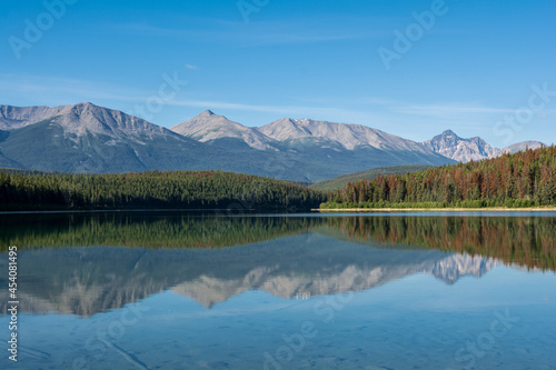 A beautiful lake. Clear water of a mountain lake. Pyramid Mountain at Pyramid Lake