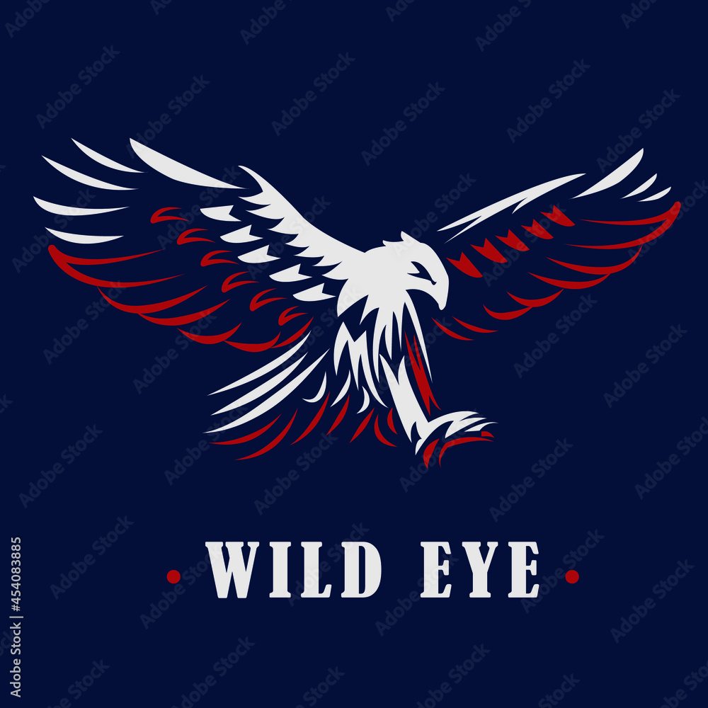 Eagle emblem, vector logo on a dark background. - obrazy, fototapety, plakaty 