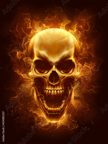 Obraz na płótnie Burinig skull digital painting