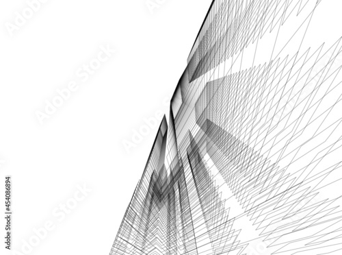 abstract modern architecture 3d design