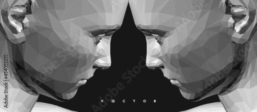 Two opponents facing each other. Conflict. People talk face to face. The concept of rivalry. Vector Illustration for advertising, marketing or presentation.