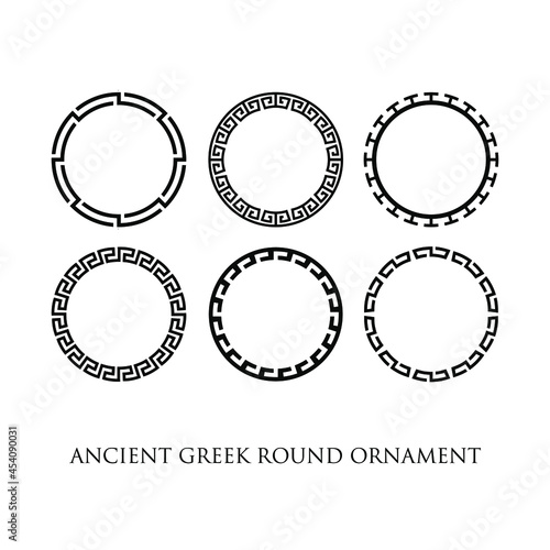 Set of Ancient Greek Round Pattern Ornament Frame Design