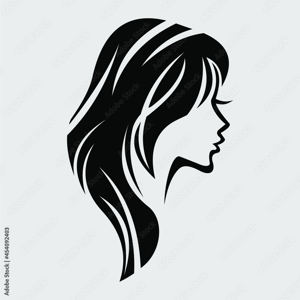 illustration vector of women silhouette icon, women face logo on white background