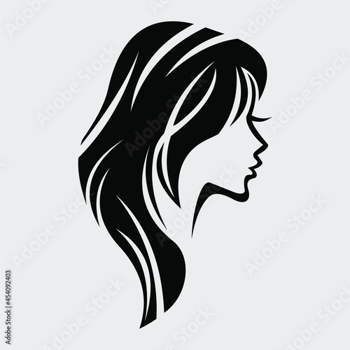 illustration vector of women silhouette icon, women face logo on white background