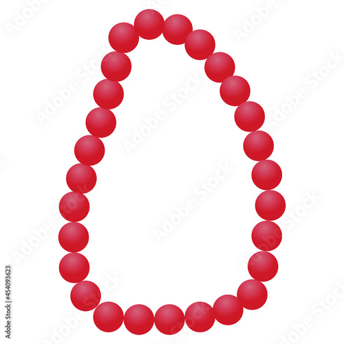 red beads on white background