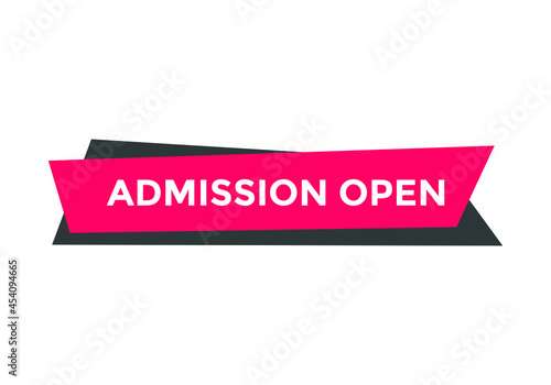 admission open text sign icon. rectangle shape template. white color text