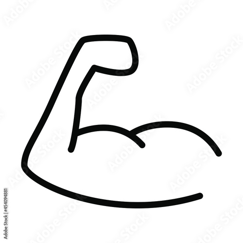 Arm muscle flat line icon. Arm, bicep, strong hand - gym and fitness logo. Outline sign for mobile concept and web design, store