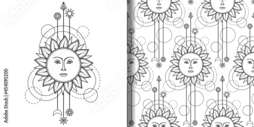 Sun Modern print and seamless pattern set