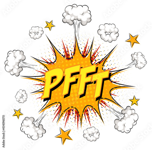 PFFT text on comic cloud explosion isolated on white background