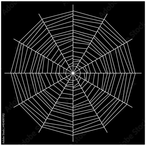 Spider web on a dark background. Vector illustration.