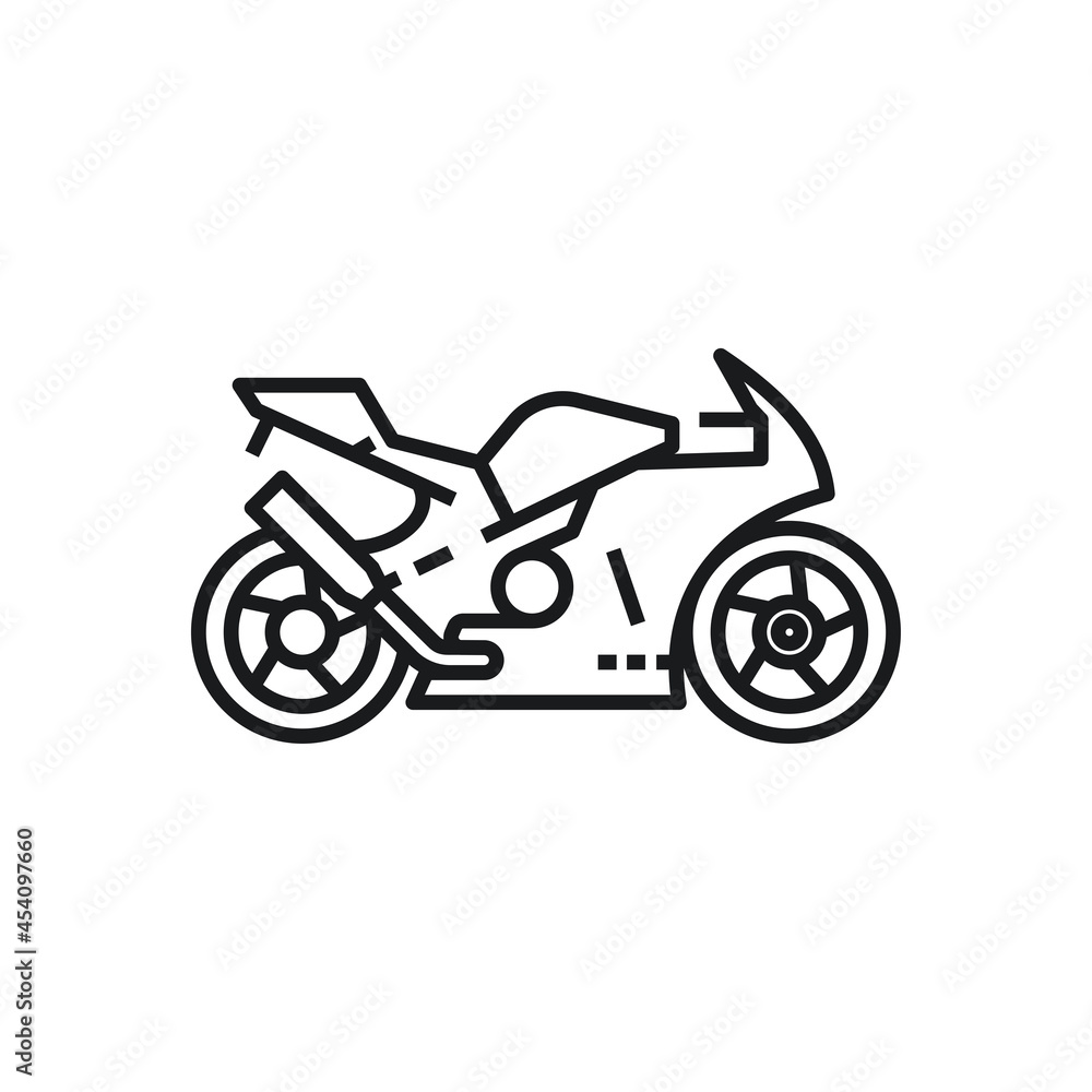Obraz premium Set of Motorcycle vector outline style black, gradient linear icon