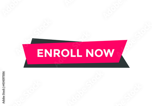 enroll now text sign icon. rectangle shape white color text. web button template