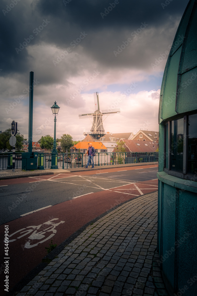 The famous Adriaan windmill of Haarlem, the Netherlands at a summer afternoon.
