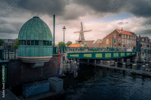 The famous Adriaan windmill of Haarlem, the Netherlands at a summer afternoon.
