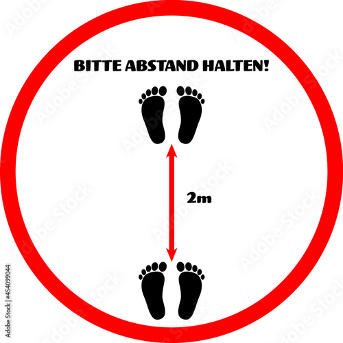 Schild bitte 2m Abstand halten