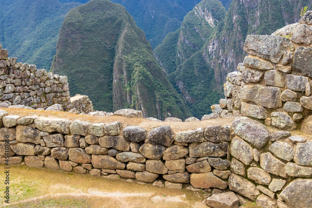 Archaeological remains of Machu Picchu located in the mountains of Cusco.