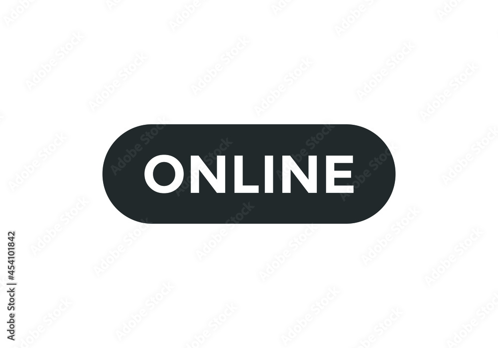 online text sign icon. rounded shape template. white color text online text sign icon. rounded shape template. white color text