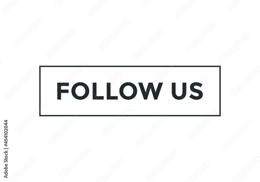 follow us sign icon. rectangle stroke white color text follow us sign icon. rectangle stroke white color text
