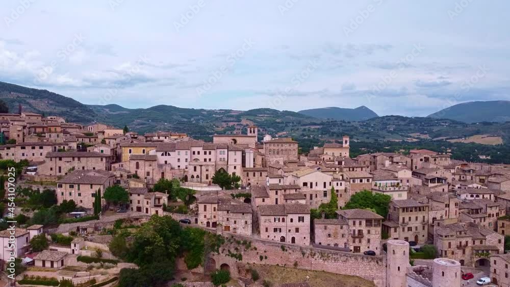 Aerial view of the small town of Spello in Umbria Aerial view of the small town of Spello in Umbria