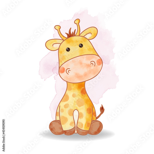 cute giraffe animal watercolor