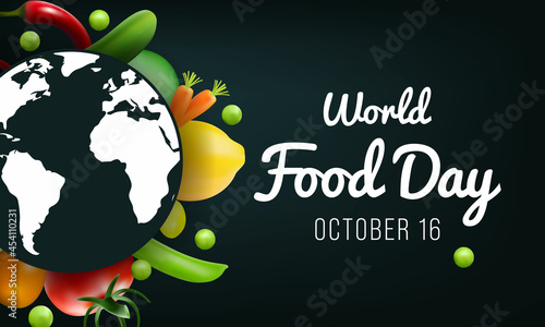 World Food day is observed every year on October 16, promotes global awareness and action for those who suffer from hunger and for the need to ensure healthy diets for all. Vector illustration