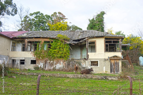 A destroyed house in an Abkhazian village