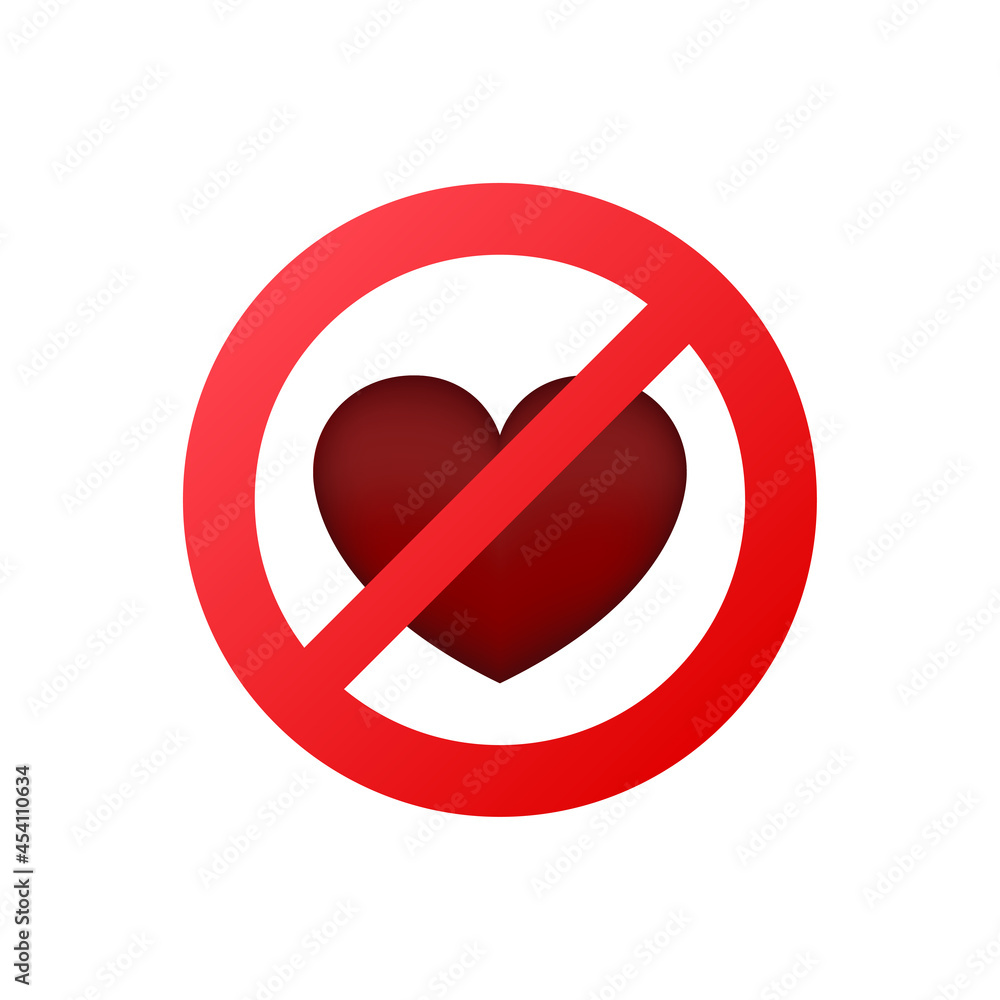 Flat no heart for decoration design. Vector flat illustration. Flat no heart for decoration design. Vector flat illustration.