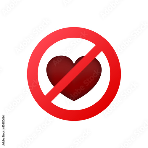 Flat no heart for decoration design. Vector flat illustration.
